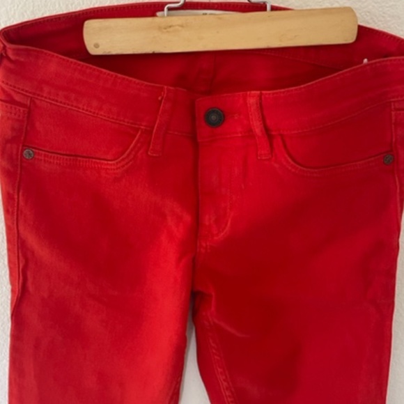 Abercrombie & Fitch | Y2K Vintage Neon Red/Orange Low-Rise Skinny Jeans, Size 0R - Picture 3 of 13